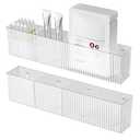 2Pack Floating Bathroom Shelves,Wall Mount Organizer,Long Narrow Clear Cabinet Door Organizer, Acrylic Shelves for Wall,No Drilling, Come With Self Adhesive Tape, for Kitchen, Office Desk