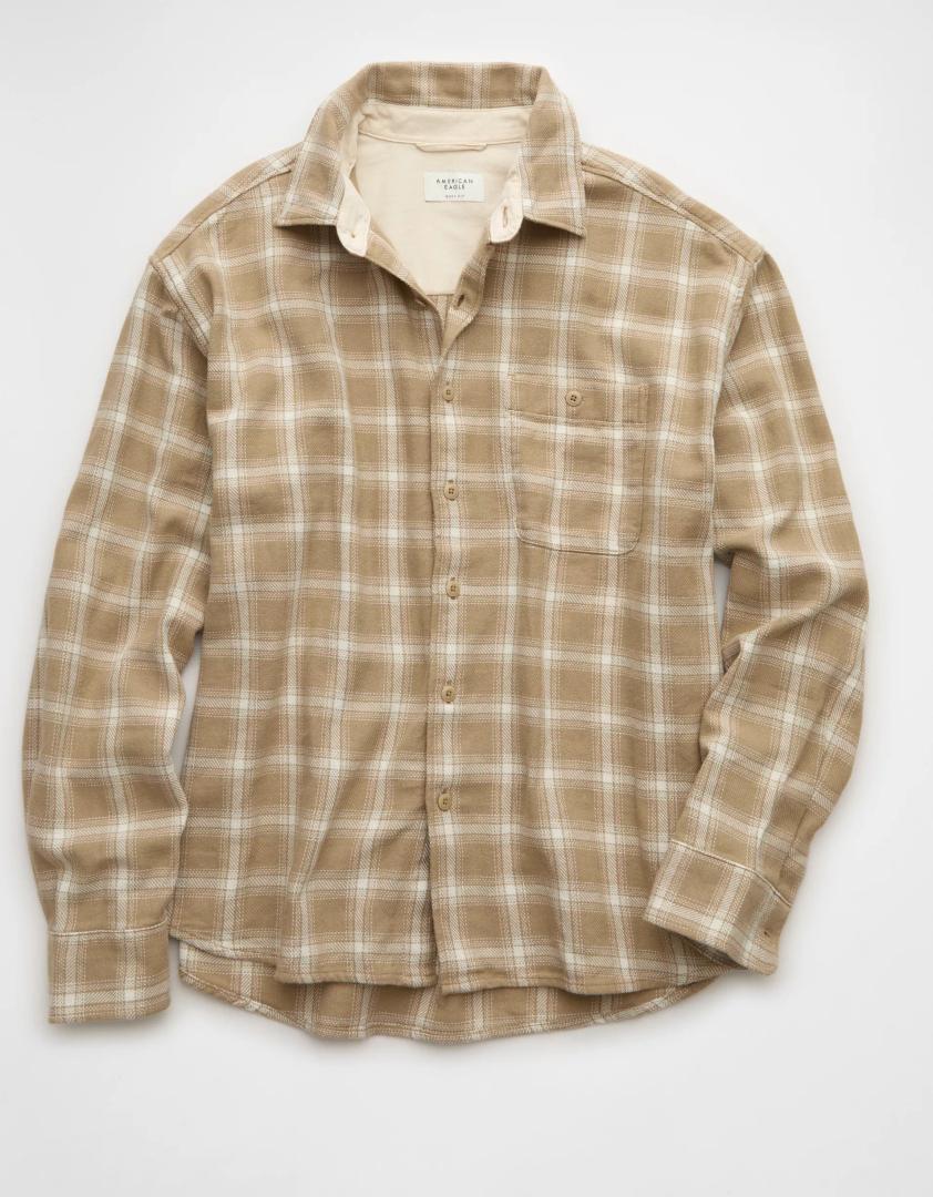 American Eagle Outfitters Beige Button Up Sweater L