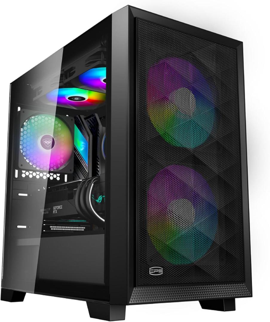 PCCOOLER CPS C3D310 Airflow M-ATX PC Case Mid Tower Desktop Computer Gaming Superior Case for ITX/M-ATX with 2 ARGB Case Fans,165mm Air Cooler & 280mm 240mm Radiator & 350MM GPU & 200mm PSU Support BK