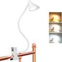 Desk Lamp Clip on Light USB Reading Light 3 Color Modes 10 Dimmable Brightness Eye Care Clamp Desk Lamp Flexible Gooseneck Book Light for Reading in Bed and Desk (White)