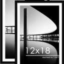 PEALSN 12x18 Picture Frame Set of 2, Display Pictures 11 x 17 with Mat or 12 x 18 without Mat for Wall Mounting Display, Poster Frames, Black