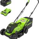 Greenworks 24V 13 Brushless Cordless Lawn Mower with 4.0Ah Battery & Charger,Maintenance-Free Push Mower with 2-in-1 Mulch/Bag