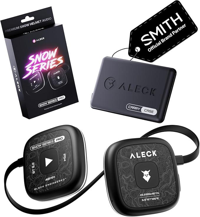 ALECK Snow Series Pro Wireless Bluetooth Ski & Snowboard Helmet Speakers, Fits AudioReady Helmet Ear Pockets, Glove Friendly Controls, Builtin Mic for HandsFree Calls