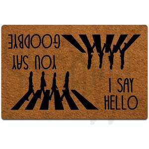 Funny Front Door Mat You Say Goodbye and I Say Hello Doormat Funny Decor Rubber Non Slip Backing Funny Doormat for Outdoor/Indoor Uses, Low-Profile Rug Mats for Entry 23.6"(W) X 15.7"(L)