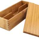 Chopsticks Storage Box with Lid - Bamboo Silverware Storage Utensil Drawer Organizer - Japanese Chopsticks Boxes with Lid - Cutlery Box Utensil Holder Container for Home Kitchen