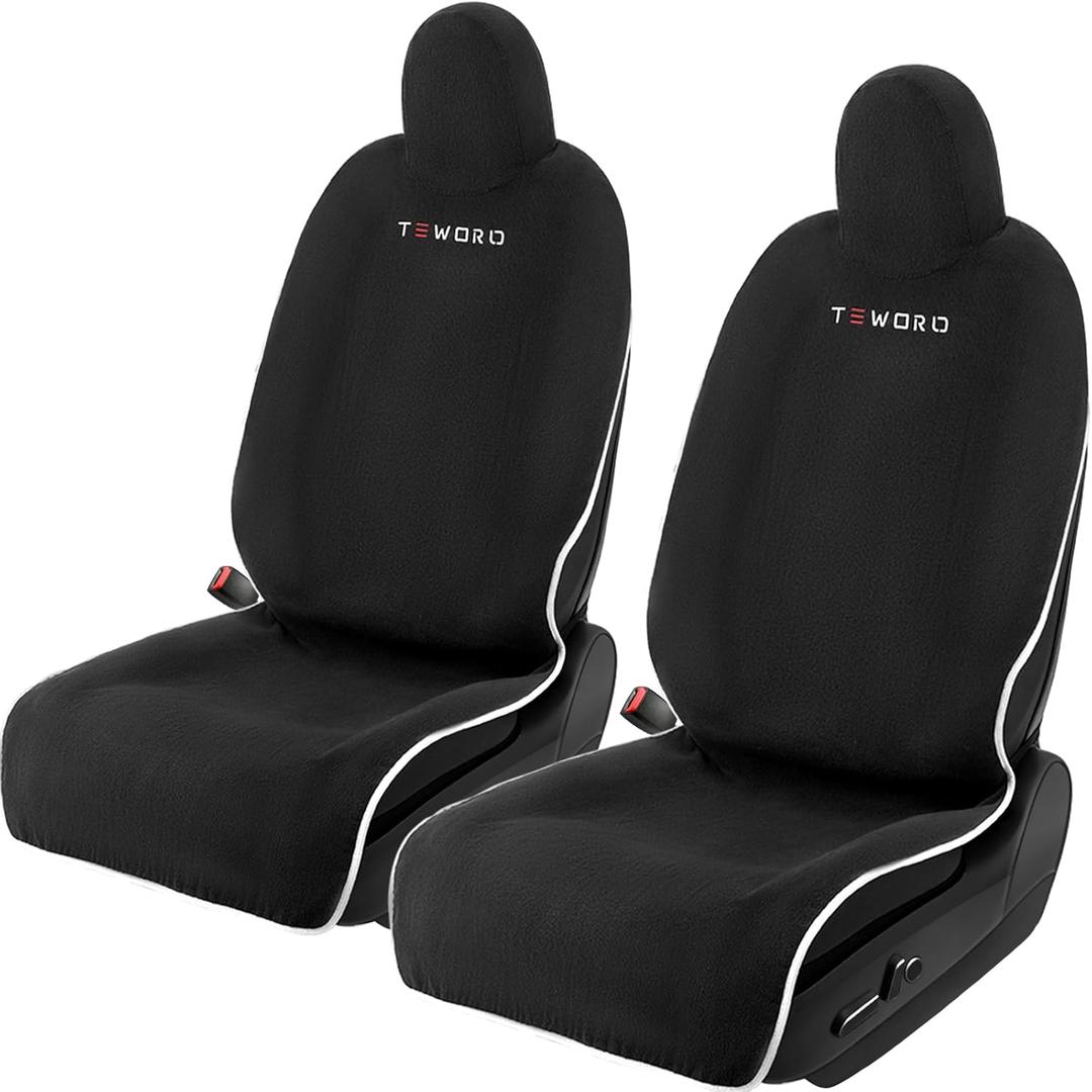 Premium Microfiber Towel Tesla Model Y Juniper/3 Seat Covers, Waterpooof | Sweatproof | Machine Washable | Non-Slip, Seat Protector for Tesla Model 3/Y 2016-2025 Interior Accessories - (2Pack, Black)