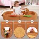 Toddler Travel Bed Sandwich Style - Portable Toddlers Floor Beds, Foldable Soft Foam Travel Crib for Baby and Kid, Washable Cover Toddler Cot with Safety Rail for Travel, Medium Size
