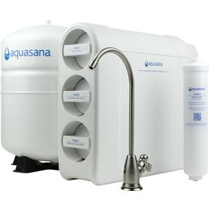 Aquasana SmartFlow Reverse Osmosis Water Filter System - High-Efficiency Under Sink RO Removes up to 99.99% of Fluoride, Arsenic, Chlorine, and Lead - Brushed Nickel Faucet
