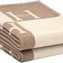 Fcteap h Blanket Soft Throw Blanket Faux Fleece Cashmere Plaid Warm Shawl Thick Knitted Plush Cozy Comfy for Women Throw Blanket for Sofa Couch Bed Queen King Size 55x66 in (Khaki)
