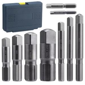 9 Pcs Broken Pipe Extractor Tool, Bolt Extractor Set for Removing Damaged Threaded Pipes & Fittings, 1/8" to 1", Internal Pipe Wrench, Plumber Tools with Storage Case