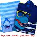 Dinosaur Beach Towel with Hood for 3-10 Years Boys and Girls Hooded Towels Bath Robe for Kids