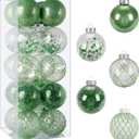 Christmas Ball Ornaments 20ct 80mm 3.15" Clear Shatterproof Xmas Ball Decorations for Christmas Tree Large Pet Decorative Christmas Baubles Bulk for Holiday Party Indoor and Outdoor (Avocado Green)