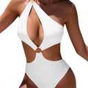 Hilinker Womens Cut Out Sexy One Piece Swimsuit Monokini One Shoulder Tummy Control Bathing Suits, Large