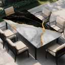 Yesad Rectangle Wipeable Tablecloth with Elastic, Fitted Waterproof Outdoor Tablecloth for 6 Foot Rectangle Tables, Picnic, Camping, 30"x48", White and Black Marble