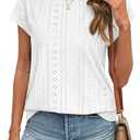 ATHMILE Blouses for Women Dressy Casual Trendy Short Sleeve Shirts Cap with Curved Hem Summer Clothing White, Small 