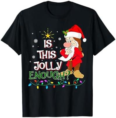 is This Jolly Enough Grumpy Elf Pajama Christmas Lights T-Shirt Red L