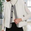 Women's Fall Reversible Vests Casual Button Down Sleeveless Sherpa Vest Fleece Padded Gilet Outerwear Jacket Coat, L