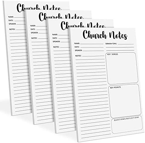 Geyee Church Notebook 5.5 x 8.5 Inch Tear Away Sermon Journal Christian Sticky Pads Religious Sticky Notepads Note Taking Supplies(4 Pcs)