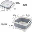 Collapsible Dish Basin with Drain Plug, 9L 2.4 Gallon Portable Wash Basin Dishpan Space Saving Dish Washing Tub Foldable Sink Tub Kitchen Storage Tray Grey
