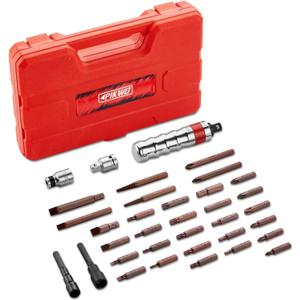 Hand Manual Reversible 35PCS Master 1/2-inch 3/8-inch Impact Driver Set Extractor- Impact Screwdriver S2 Steel Disengage Rusted Fasteners or Frozen Bolts