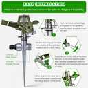 2 Pack Zinc Alloy Impact Lawn Sprinklers with Stand(Spike), Durable Heavy Duty Adjustable Lawn Sprinkler with 360 Coverage, Water up to 30-65FT Area, Ideal for Large Area Lawn Patio Garden