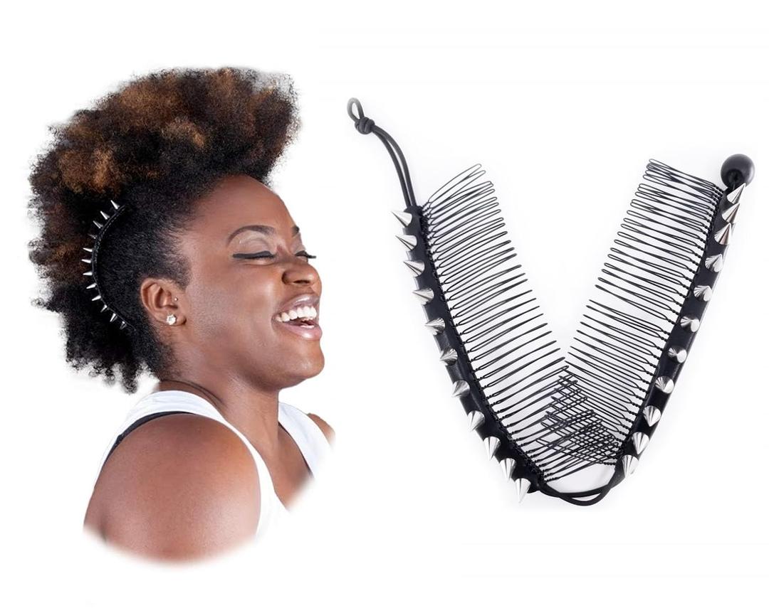 HairZing clip |Stretchy Banana Hair Clips for Women with Silver |Vintage Clincher Comb Tool for Thick, Thin, and Curly Hair | Elastic Double Comb Clip for Girls (Large)