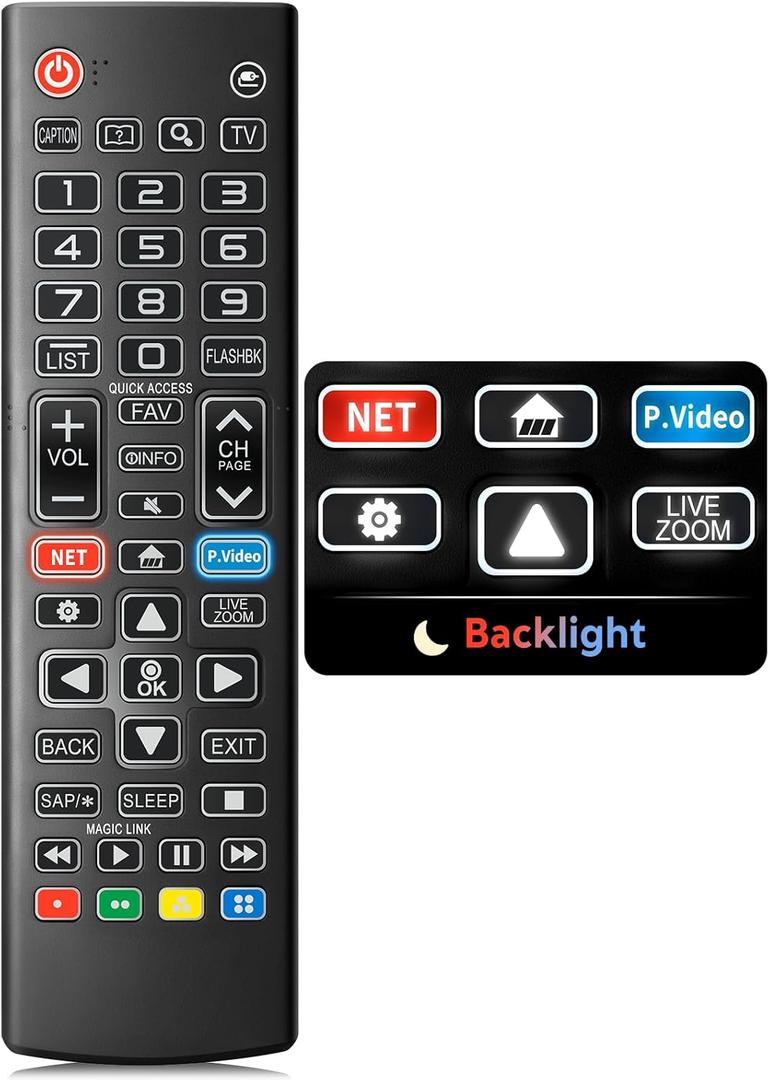 Backlit Remote for LG Smart TV, Universal Replacement for All LG TV Remote Control for Easy Nighttime Use.