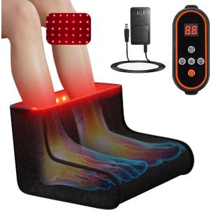 Red Light Therapy for Feet, 320 LEDs Dual Wavelength Full Coverage Red Light Therapy for Foot, Red light Therapy for Feet & Ankle Pain with Adjustable Controller (Black)