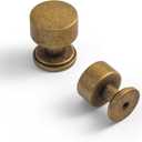 Set of 6 Antique Brass Drum Cabinet Knobs for Drawers, Heavy-Duty Solid Zinc Handles, 1" Diameter for Farmhouse & Modern Kitchen Hardware