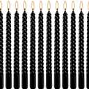 WPONSZU 10 Inch Black Spiral Taper Candle Set, 12 Pack Unscented Dripless Candlesticks for Halloween,Dinner,Party Brithday Wedding and Home Decoration