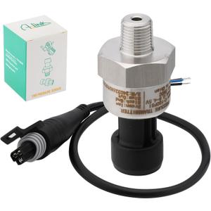 100 PSI Pressure Transducer Sender Sensor with 1/8" -27 NPT 316 Stainless Steel Thread and Harness Connector for Oil Fuel Air Water Pressure