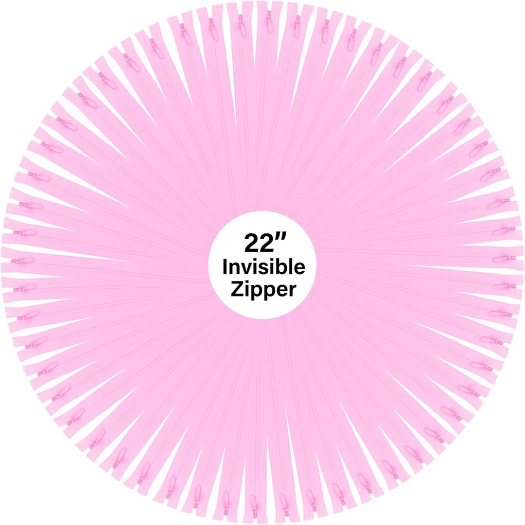 Mandala Crafts #3 Pink Hidden Invisible Zippers for Sewing and Crafts, 60 PCs 22 Inch Coil Zippers Supplies for DIY Tailoring Projects