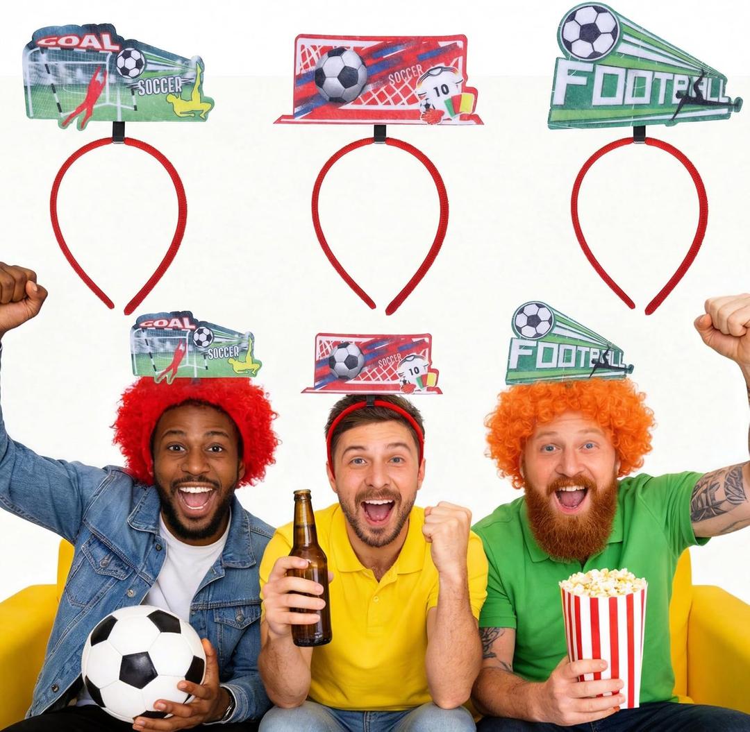 3 x Soccer Headbands 2026 World Cup Party Accessories,Soccer Decorations and Fan Gear Sports Themed Party Favors & Decorations 3PCS