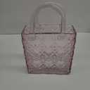 Purse Vase, Glass Bag Vase, Glass Purse Vase for Flowers, Pink Vases, 12 Inch Large Flower Vase with Embossed Pattern for Wedding, Living Room, Bedroom, Table, Office(Tote)