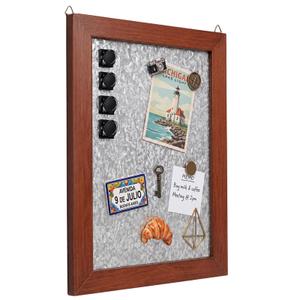Extra Large Rustic Metal Magnetic Board with Frame 24" x 18" Farmhouse Barn Door Wood Framed Galvanized Metal Magnetic Memo Board Wall Organizer Farmhouse Wall Decor(Flat Framed)