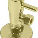 Westbrass A105QR-01 Round Lever 1/4-Turn Angle Stop 1/2" Copper x 3/8" Compression, 1-Pack, Polished Brass