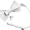 Adam Young Men's Bow Ties with Handkerchief Pre-Tied Style Formal Satin Classic Bowtie for Tuxedo Faux Silk (White, M)