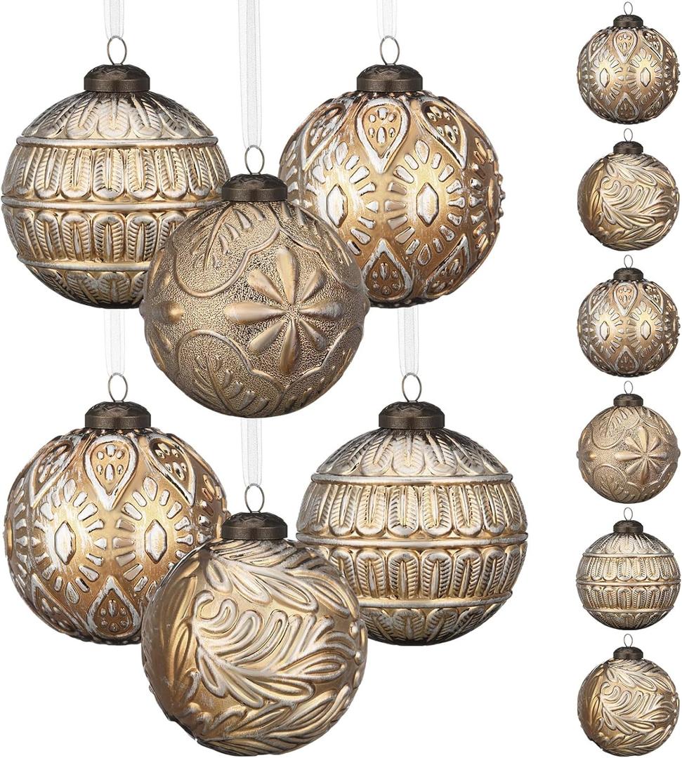 Soulchen 12 Pcs 3.15" Large Vintage Christmas Ball Ornaments Brown Bronze Christmas Tree Decorations Plastic Vintage Balls for Xmas Tree Ornaments Decor