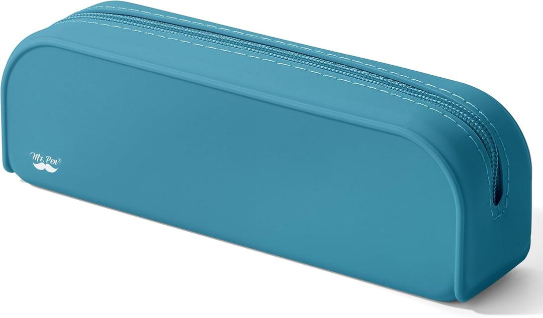 Mr. Pen Silicone Pencil Pouch, Teal Pencil Case, Aesthetic Pencil Bag for Women, Makeup Pouch