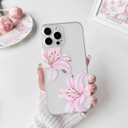NITITOP Compatible with iPhone 14 Pro Case Clear Cute Pink Lily Blossom Floral Flowers Pattern for Girls Women Soft TPU Transparent Shockproof Protective Phone Cover - Little Flower
