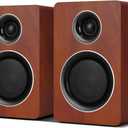 Computer Speakers for Desktop PC, Active Bookshelf Speaker with 3‘’ Carbon Fiber Woofer and Silk Film Tweeter , Supports Bluetooth 5.3, USB-C, AUX/ RCA Input for Record Player TV - Brown Stereo Set