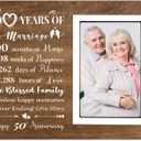 BeneCharm 50th Anniversary Picture Frame - 50 Year Anniversary Wedding Gifts for Parents Couple, Happy 50th Anniversary Decoration - Golden 50 Years of Marriage Fits 4"x6"