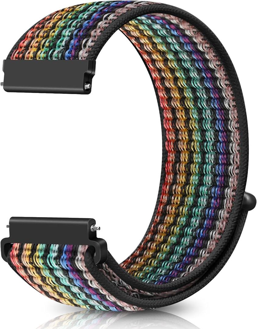 22mm Nylon Quick Release Watch Band Compatible with Samsung Galaxy Watch 3 45mm/Gear S3 Frontier/Garmin Venu 4 45mm/3 45mm/2/Vivoactive 4/Forerunner 570(47mm)/255/265/Amazfit Helio/Bip 6/5/Balance 2