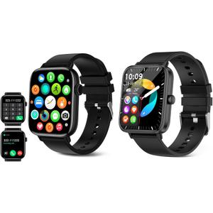 Smart Watch (Answer/Make Call): Waterproof Fitness Trackers with 24-Hours Blood Pressure Heart Rate SpO2 Sleep Monitor Watches for Men Women, iPhone Android Compatible (Stone Black)