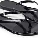 Women Flip Flops Jelly Shoes Thong Sandals Flat Slides Clear Jellies Pool Slippers Bathroom Summer Beach Size 8 Ladies Non Slip Dress Comfortable Quick Drying Soft (Black)