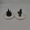 Elsjoy Set of 2 Aloe and Cactus Ring Holder Dish, Ceramic Plant Jewelry Dish Bracelet Earrings Necklace Organizer Tray, Decorative Succulent Trinket Dish for Wedding, Birthday Gifts, Home Decor