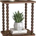 Funecy 2-Tier End Table,Vintage Side Table,Solid Wood Bedside Table with Storage Rack,for Living Rooms, bedrooms, and Narrow Spaces (Rustic Brown) 11.8"D x 11.8"W x 20.5"H