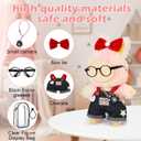 5-Piece Set of 15-17 cm Doll Clothing - Suitable for Girls, Including Black-Framed Glasses, Small Camera, Bow, and Transparent Doll Display Bag (No Doll) (Cowboy)