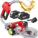 TaskStar Fuel Transfer Pump Battery Powered,12GPM Electric Pump Kit with 21V 2x4.0Ah Batteries & Charger, Portable Cordless Pump with Auto-off Nozzle & 2x 6.6FT Hoses for Diesel Kerosene Transfer