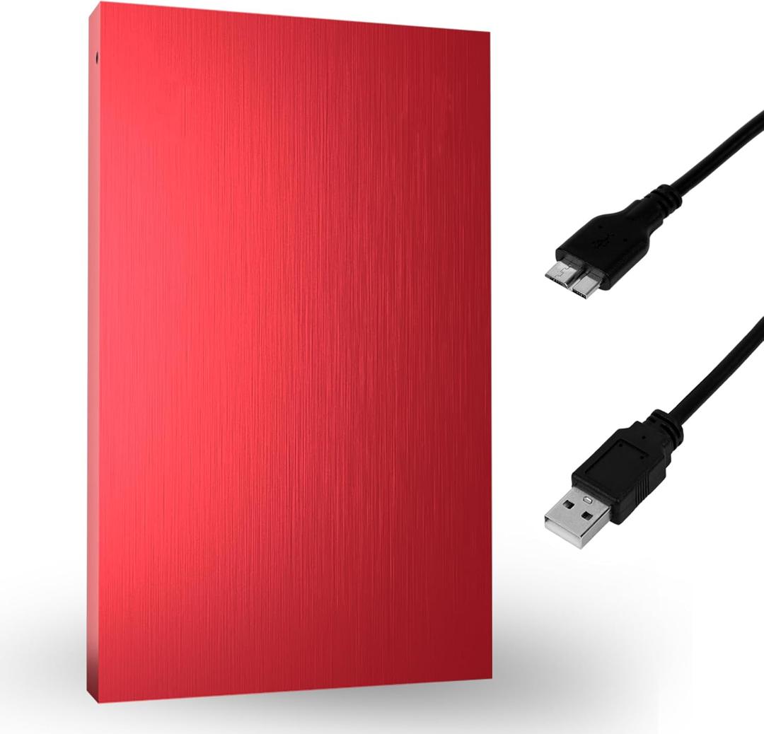1TB External Hard Drive USB 3.0, Portable 2.5-Inch External HDD Backup Storage for Laptop, PC, Mac, Gaming Console (PS3/PS4)  Red